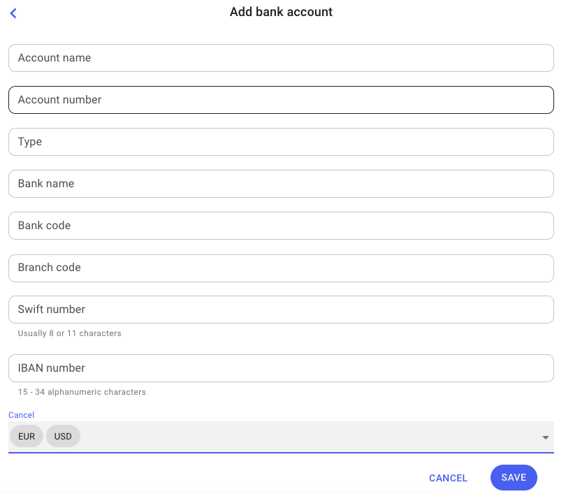 Web app add bank account image